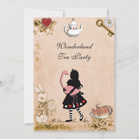 Bezauberndes Wunderland Tee Party Muttertag Einladung (Vorderseite)