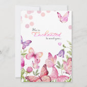 Bezaubert, Lila SchmetterlingsBrautparty zu treffe Einladung (Rückseite)