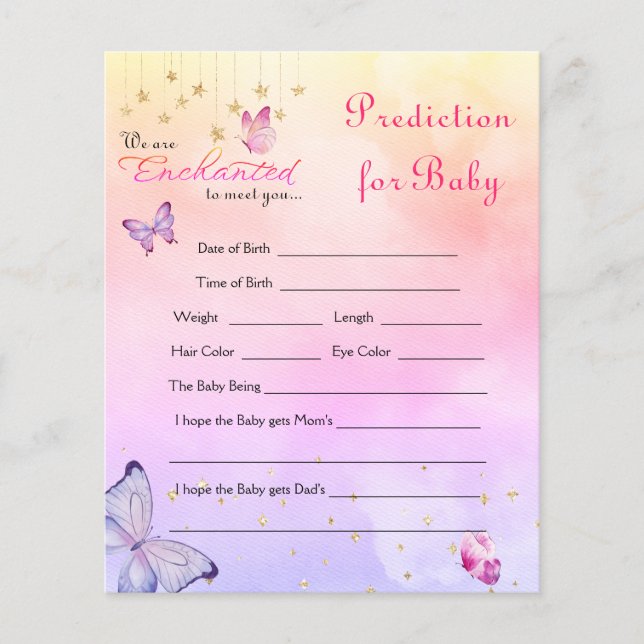 Bezaubert mit Butterfly Baby Shower Game Card (Vorderseite)