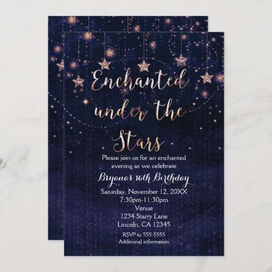 Bezaubert unter der Lila und goldenen Einladung de (Vorne/Hinten)