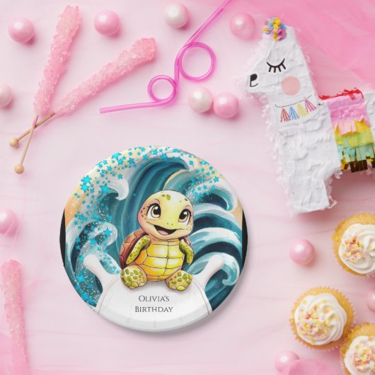 Bezaubert unter der Meeresschildkröte Geburtstag Pappteller (Party)