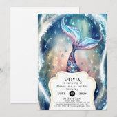 Bezaubert unter der Meerjungfrau Geburtstag Einladung (Vorne/Hinten)