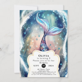 Bezaubert unter der Meerjungfrau Geburtstag Einladung