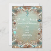 Bezauberte Aquamarine Hochzeit unter Meeresperlen Einladung (Vorderseite)