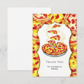 Bezauberte Aquarellpizza zum Geburtstag Dankeskarte (Vorne/Hinten)