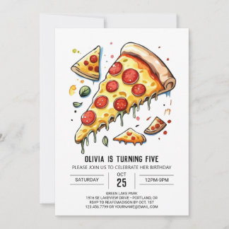 Bezauberte Aquarellpizza zum Geburtstag Einladung