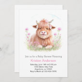 Bezauberte Babydusche aus dem Hochland Einladung (Vorne/Hinten)