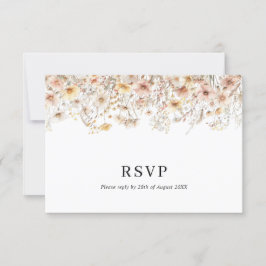 Bezauberte Beige-Wiese-Wildblume QR-Hochzeit RSVP Karte