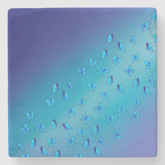 Bezauberte blaue Schmetterlinge Steinuntersetzer (Vorderseite)