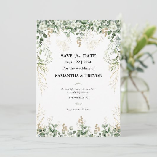 Bezauberte botanische Foliage: Save the Date Einladung (Stehend Vorderseite)