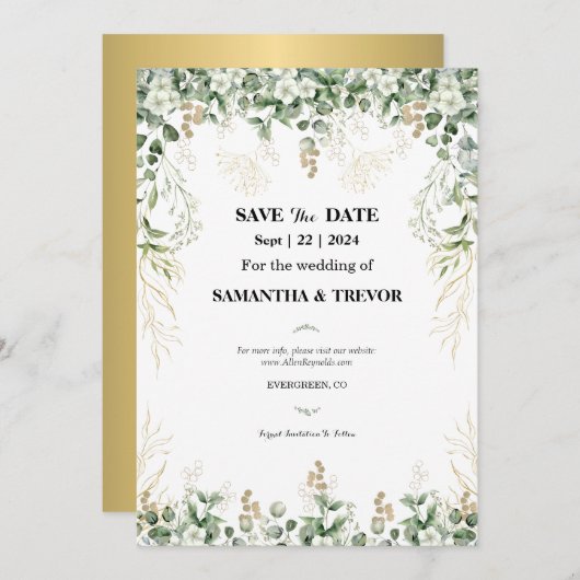 Bezauberte botanische Foliage: Save the Date Einladung (Vorne/Hinten)