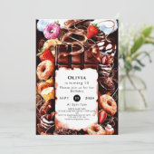 Bezauberte Brunnenschokolade zum Geburtstag Einladung (Stehend Vorderseite)