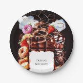 Bezauberte Brunnenschokolade zum Geburtstag Pappteller (Vorderseite)