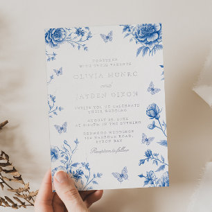 Bezauberte Dusty Blue & Silver Wedding Folieneinladung