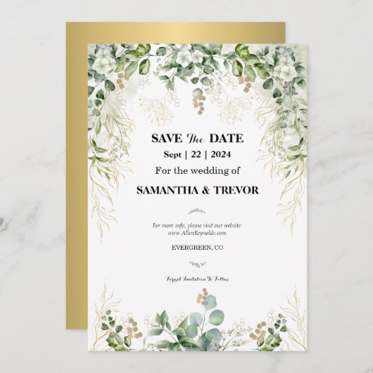 Bezauberte Evergreens: Save the Date Einladung (Vorne/Hinten)