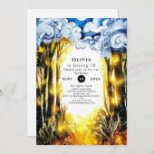 Bezauberte Firefly Woodland Geburtstag Einladung (Vorne/Hinten)
