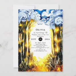 Bezauberte Firefly Woodland Geburtstag Einladung