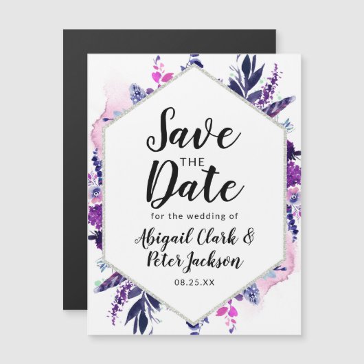 Bezauberte, florale Save the Date Magnetkarte Magneteinladung (Vorne/Hinten)