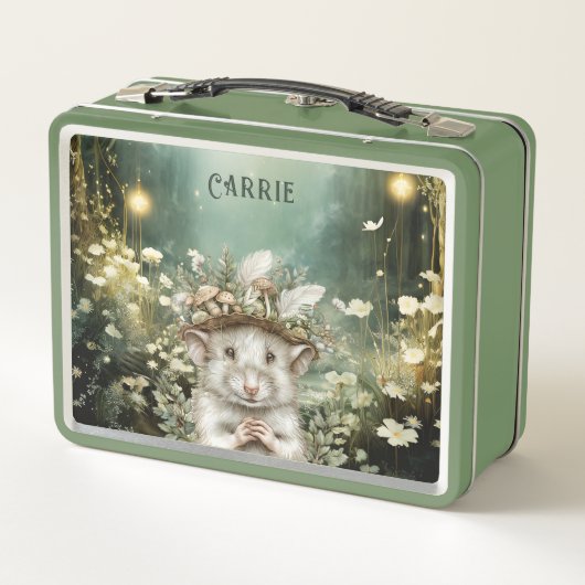Bezauberte Forest Gnome Hütte Metal Lunchbox (Rückseite)