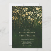 Bezauberte Forest Gold Foliage Jäger Grüne Hochzei Einladung (Vorderseite)