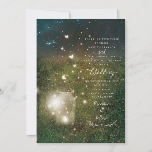 Bezauberte Forest Mason Jar Rustic Wedding Card Einladung (Vorderseite)