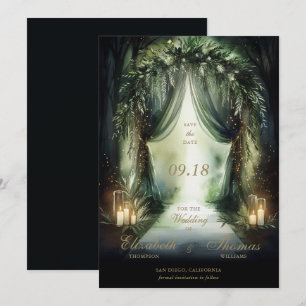 Bezauberte Forest Moody Romantic Emerald Wedding Save The Date