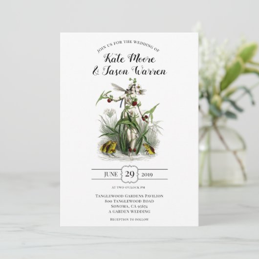 Bezauberte Garden Burgundy Green Wedding Einladung (Stehend Vorderseite)