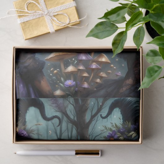 Bezauberte gotische Hexen mit Pilzen und Mondlicht Seidenpapier (Geschenk)