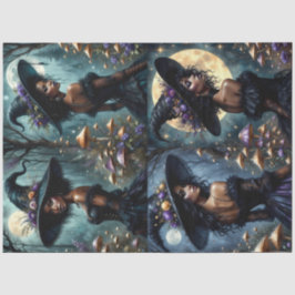 Bezauberte gotische Hexen mit Pilzen und Mondlicht Seidenpapier