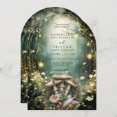 Bezauberte Grünen Hochzeit Einladung (Vorne/Hinten)