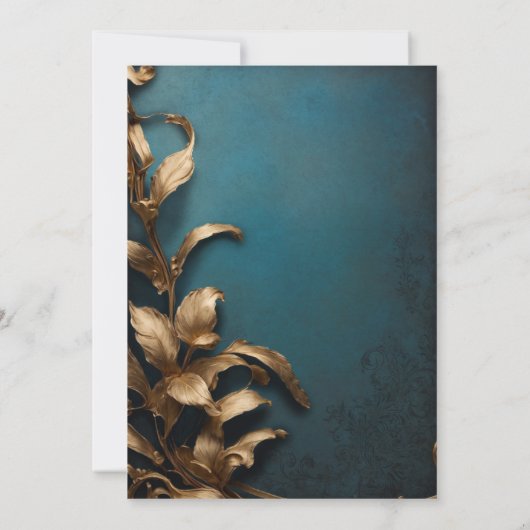 Bezauberte Hochzeit der Blauen und Goldmedaille Einladung (Rückseite)