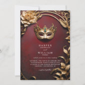 Bezauberte Hochzeit der Roten und Goldmedaille Einladung (Vorderseite)