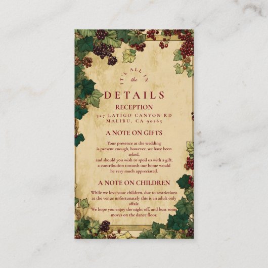 Bezauberte Hochzeit von Ivy Greenery Begleitkarte (Vorderseite)