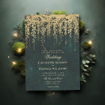 Bezauberte Hochzeit von Wäldern mit Gold Einladung<br><div class="desc">Eine Illustration von Baumzweigen mit üppiger, wilder Vegetation und hängender Laube, digital mit Gold geschichtet, über einen glitzernden smaragdgrünen Hintergrund, schmückt diese Sommerhochzeit mit einem bezaubernden Waldthema. Eine elegante, moderne Einladung für eine märchenhafte Hochzeit ist die perfekte Einladung für Brauten, die die märchenhafte Waldlandschaft, den Märchenwald oder den Märchengarten und...</div>