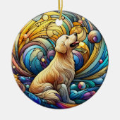 Bezauberte Kanine auf kosmischen Keramik-Wirbel Keramik Ornament (Vorne)