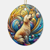 Bezauberte Kanine auf kosmischen Keramik-Wirbel Keramik Ornament (Links)