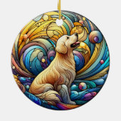 Bezauberte Kanine auf kosmischen Keramik-Wirbel Keramik Ornament (Hinten)