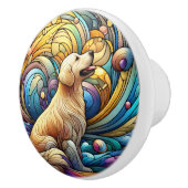 Bezauberte Kanine auf kosmischen Keramik-Wirbel Keramikknauf (Rechts)