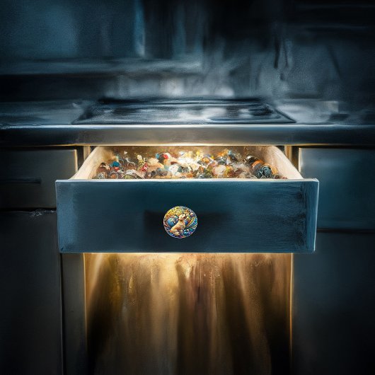 Bezauberte Kanine auf kosmischen Keramik-Wirbel Keramikknauf