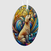 Bezauberte Kanine auf kosmischen Keramik-Wirbel Ornament (Vorderseite)