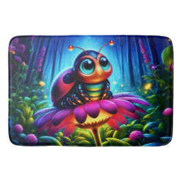 Bezauberte Ladybug weiche glühende Fantasie-Blume Badematte