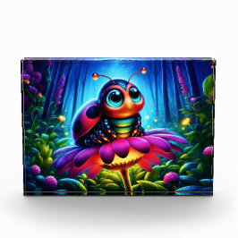 Bezauberte Ladybug weiche glühende Fantasie-Blume Fotoblock