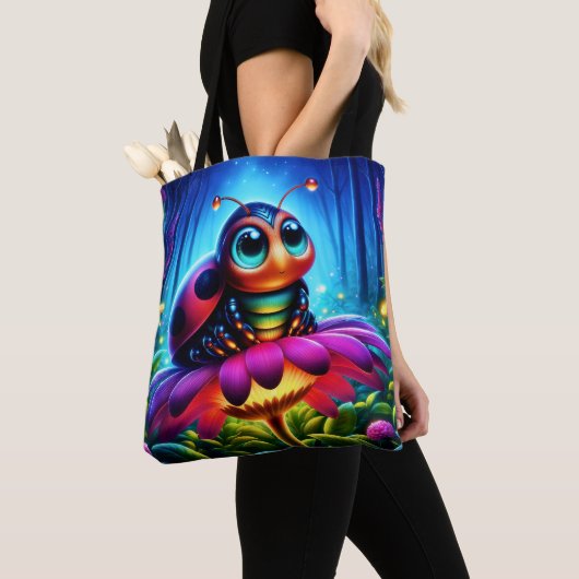 Bezauberte Ladybug weiche glühende Fantasie-Blume Tasche (Von Nahem)