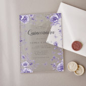 Bezauberte Lila Quinceanera, 15. Geburtstag Acryleinladungen