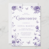 Bezauberte Lila Quinceanera, 15. Geburtstag Einladung (Vorderseite)