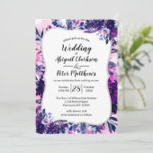 Bezauberte Lila Wasserhymne mit Blumenmotiven Einladung (Stehend Vorderseite)