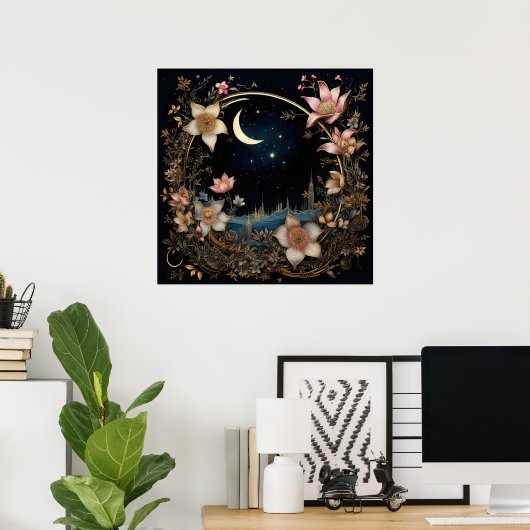 Bezauberte Lunar-Wiese Poster (Heimbüro)