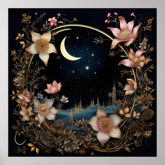 Bezauberte Lunar-Wiese Poster (Vorne)