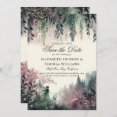 Bezauberte Mauve Fairy Hochzeit speichern Sie das Einladung (Vorne/Hinten)