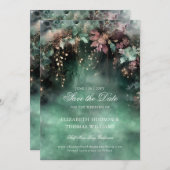 Bezauberte Mauve Gold Hochzeit retten das Datum Einladung (Vorne/Hinten)